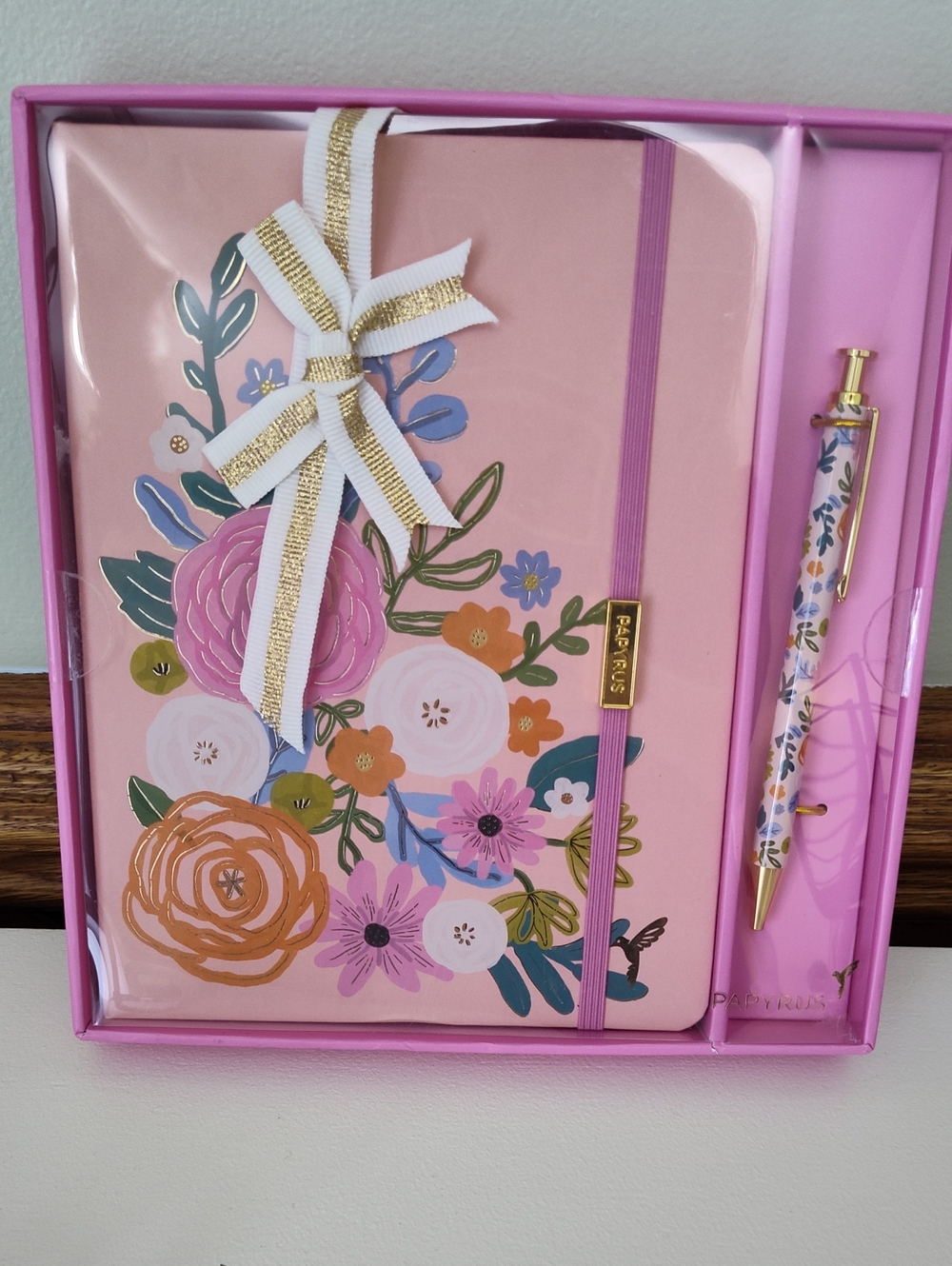 Papyrus Floral Pink Notebook and Pen Set - Pink